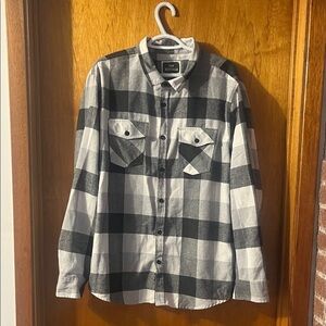 Heritage Men’s Gray and White Plaid Casual Button Down Shirt XL